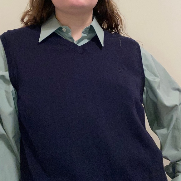 Izod Navy blue knit sweater vest size medium - Picture 8 of 11